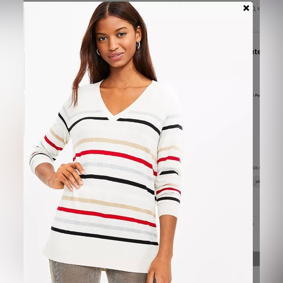 LOFT Sweaters - NWT Loft Striped V-Neck Tunic Sweater Size Large
